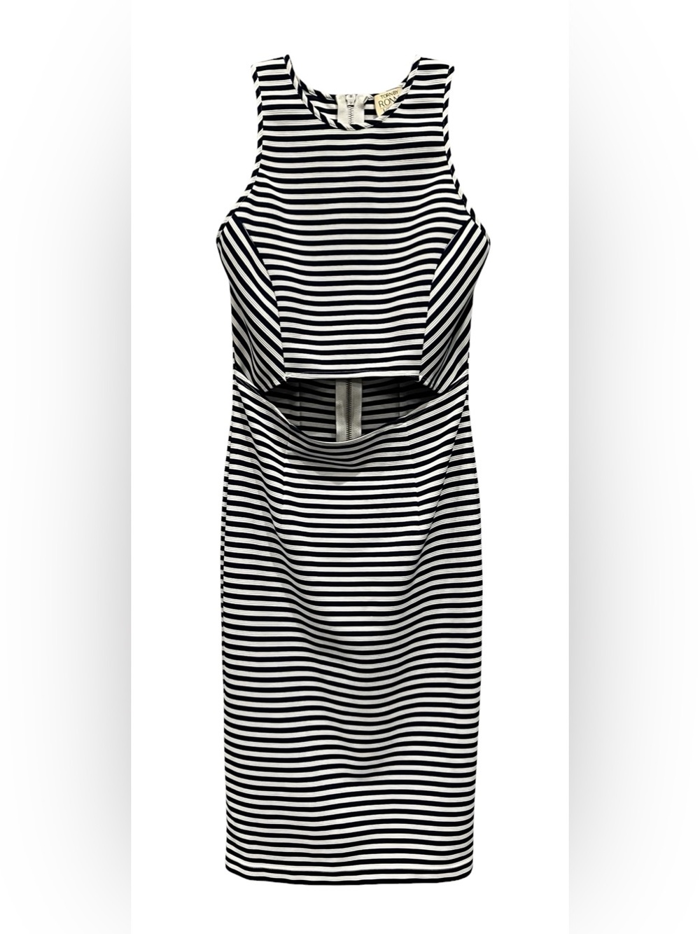 TORN BY RONNY KOBO BLUE AND WHITE STRIPED DRESS